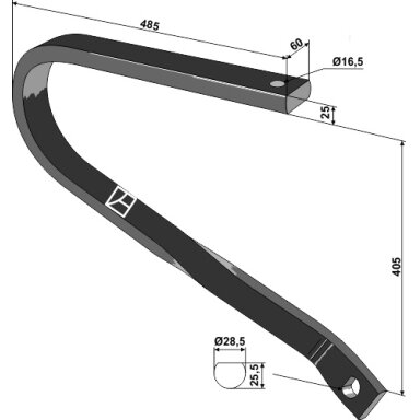 Spyruoklinis dantis 60x25, dešinė