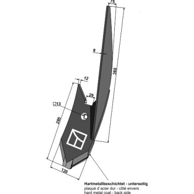 3374444 Šoninis kaltas Lemken, dešinė