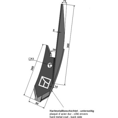 3374446 Šoninis kaltas Lemken, dešinė