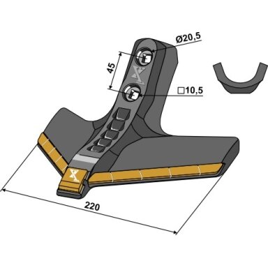 936742 Strėlinis noragas Kockerling 220 mm - kietmetalis