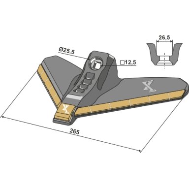 Strėlinis noragas 265mm - kietmetalis
