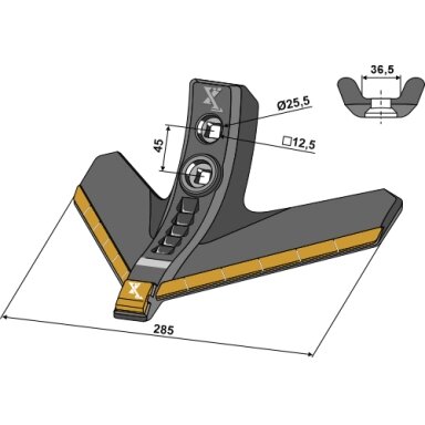 Strėlinis noragas 285mm - kietmetalis