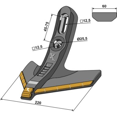 Strėlinis noragas  220mm - kietmetalis