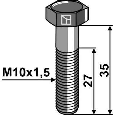 Varžtas su šešiakampe galvute M10x1,5x35 be veržlės