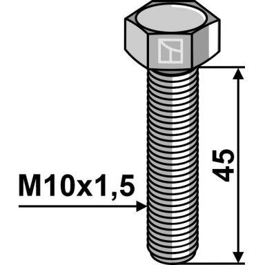 Varžtas su šešiakampe galvute  M10x1,5x45 be veržlės, cinkuotas