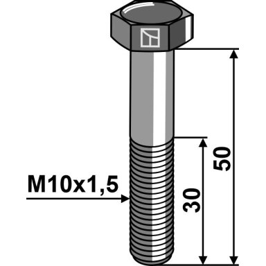 Varžtas su šešiakampe galvute M10x1,5x50 be veržlės