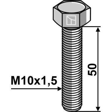 Varžtas su šešiakampe galvute M10x1,5x50 be veržlės