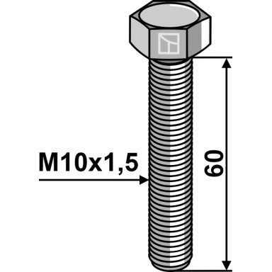 Varžtas su šešiakampe galvute M10x1,5x60 be veržlės