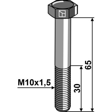 Varžtas su šešiakampe galvute M10x1,5x65 be veržlės