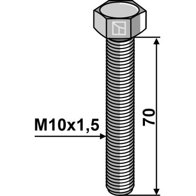 Varžtas su šešiakampe galvute M10x1,5x70 be veržlės
