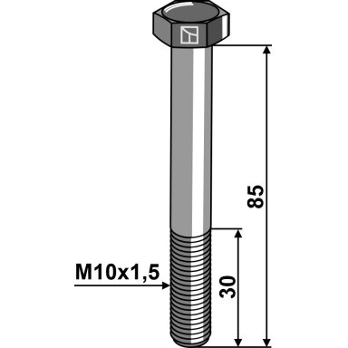 Varžtas su šešiakampe galvute M10x1,5x85 be veržlės