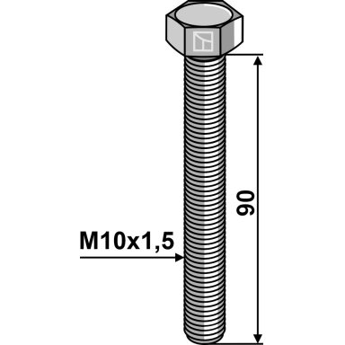 Varžtas su šešiakampe galvute M10x1,5x90 be veržlės
