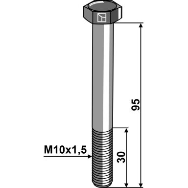 Varžtas su šešiakampe galvute M10x1,5x95 be veržlės