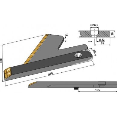 Strėlinis noragas, dešinė - Kietmetalis 1
