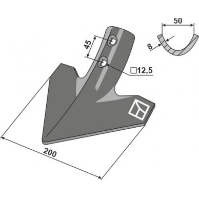 Strėlinis noragas 200mm Strėlinis noragas 200mm