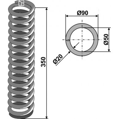 Spyruoklė  Ø90x350 1