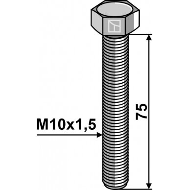 Varžtas su šešiakampe galvute M10x1,5x7 be veržlės 1