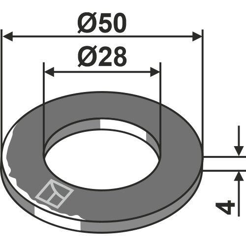 Poveržlė Ø50x4xØ28 Poveržlė Ø50x4xØ28