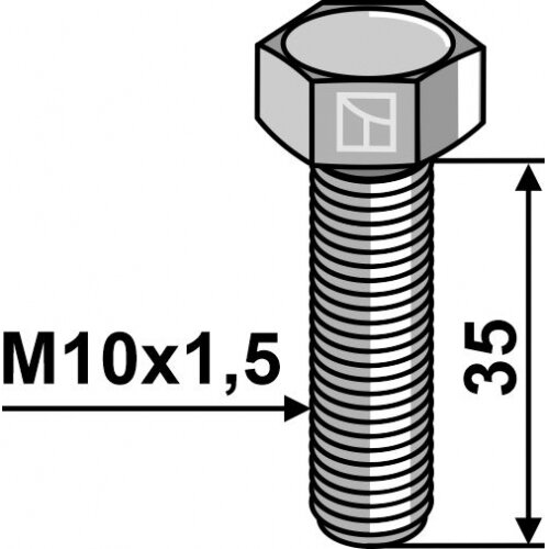 Varžtas su šešiakampe galvute M10x1,5x35 be veržlės 1