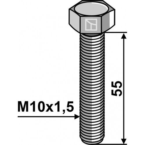 Varžtas su šešiakampe galvute M10x1,5x55 be veržlės 1