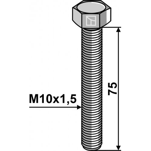 Varžtas su šešiakampe galvute M10x1,5x7 be veržlės 1