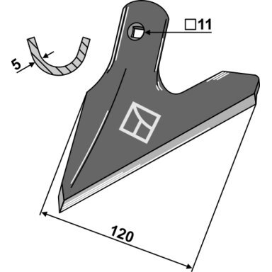 Strėlinis noragas - half-sided cranked left
