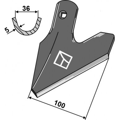 Strėlinis noragas - half-sided cranked left 1