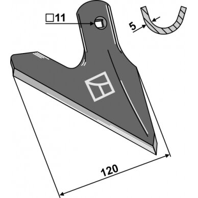 Strėlinis noragas - half-sided cranked right 1