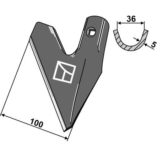 Strėlinis noragas - half-sided cranked right 1