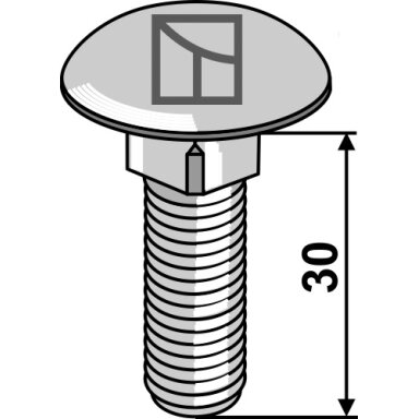 Varžtas plokščia galvute M12x1,75x30 - galvanized