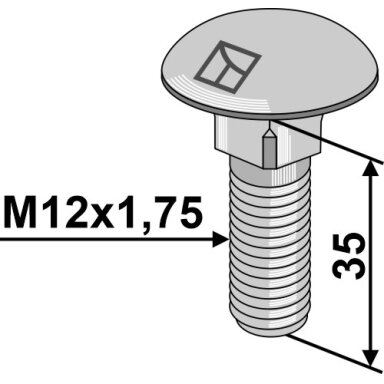 Varžtas plokščia galvute M12x1,75x35 - galvanized