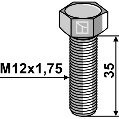 Varžtas su šešiakampe galvute M10x1,5x35 be veržlės