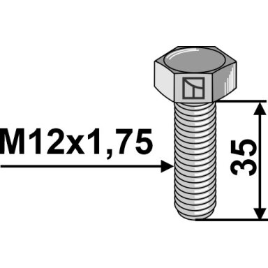 Šešiakampis varžtas M12x1,75x35 be veržlės, cinkuotas