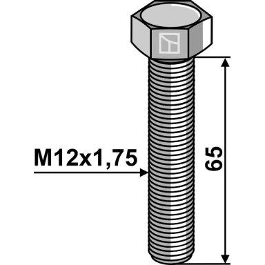Varžtas su šešiakampe galvute M12x1,75x65 be veržlės