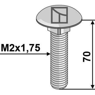 Varžtas plokščia galvute M12x1,75x70 - galvanized