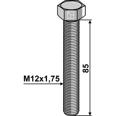 Varžtas su šešiakampe galvute M12x1,75x85 be veržlės
