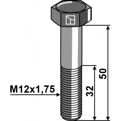 Varžtas M12 - DIN931 - 12.9 1