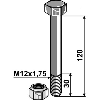 Varžtas su savaime užsifiksuojančia veržle - M12 - 8.8