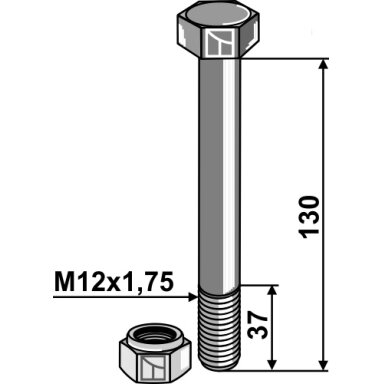 Varžtas su savaime užsifiksuojančia veržle - M12 - 8.8