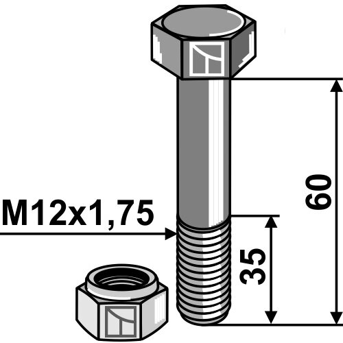 Varžtas su savaime užsifiksuojančia veržle - M12 - 8.8 1
