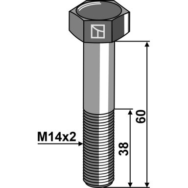 Varžtas su šešiakampe galvute M14x2x60 be veržlės