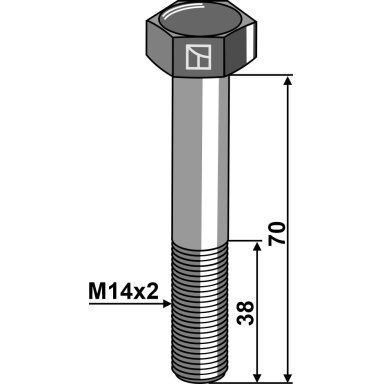 Varžtas su šešiakampe galvute M14x2x70 be veržlės