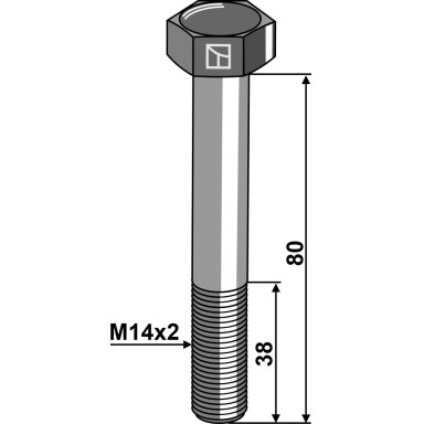 Varžtas su šešiakampe galvute M14x2x80 be veržlės