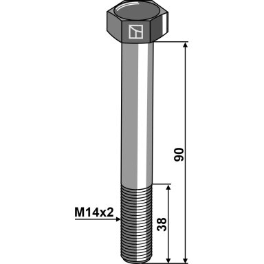 Varžtas su šešiakampe galvute M14x2x90 be veržlės