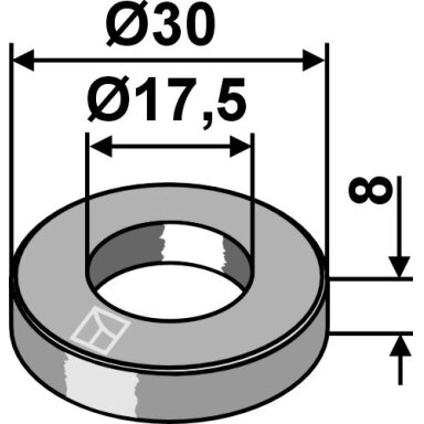 Poveržlė Ø30x8xØ17,5 - DIN7989-2