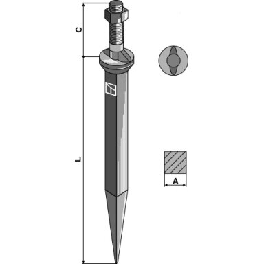 Sėjamųjų akėčių pirštas iš boro plieno, lenktas