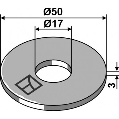 Poveržlė Ø50x3xØ17 1