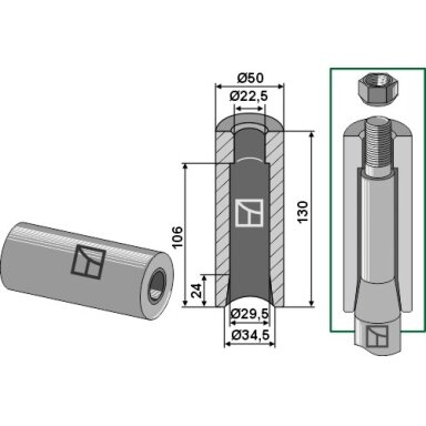 Privirinama įvorė 130mm