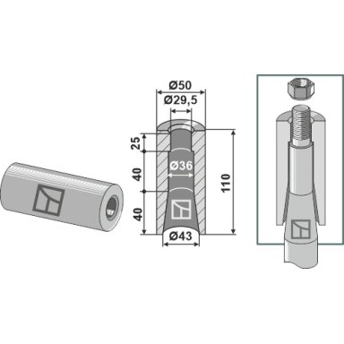 Privirinama įvorė 110mm