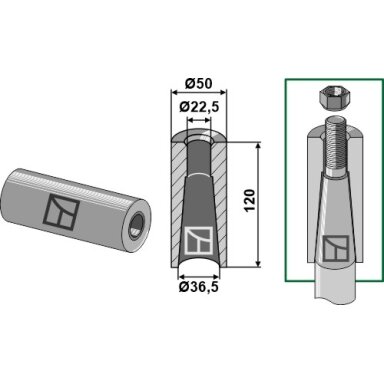 Privirinama įvorė for tine with M22 thread